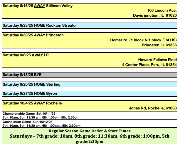 2025 Schedule